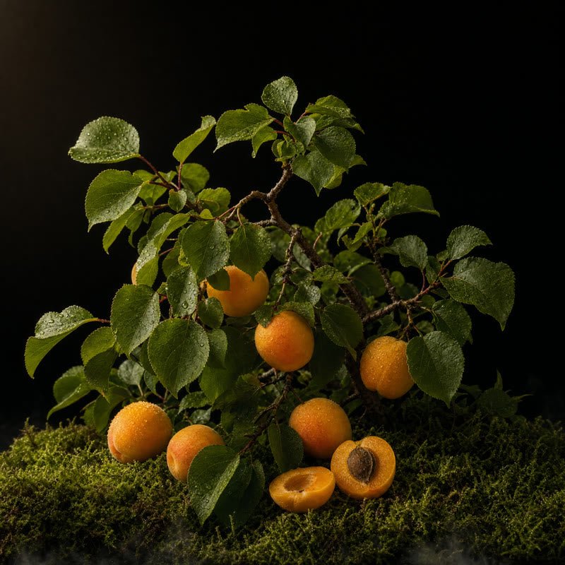Apricot Kernel — midnight botanical portrait