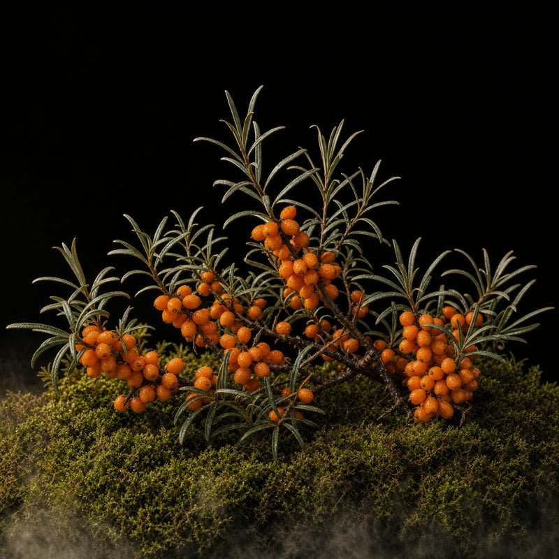 Sea Buckthorn — midnight botanical portrait